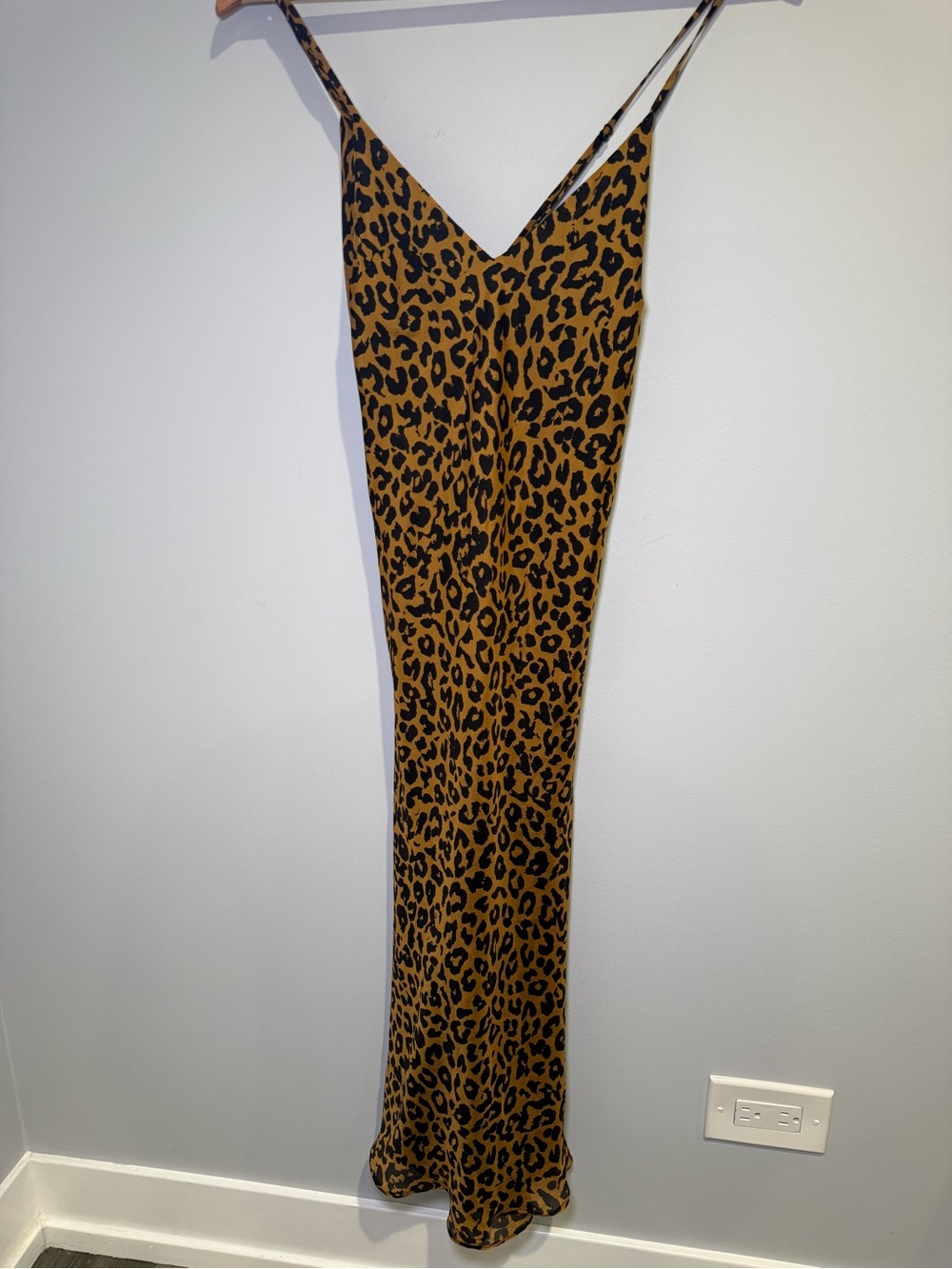 Michelle Mason Silk Leopard Print Maxi Gown Bias CrissCross Open Back Slip Sz 2 - Picture 2 of 9